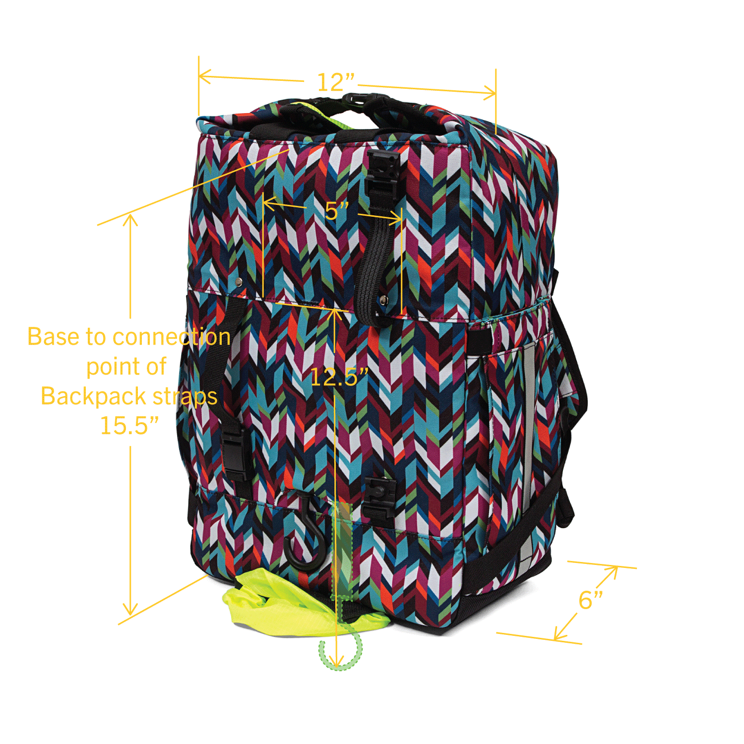 Bedford Backpack Pannier dimensions | color:chevron;