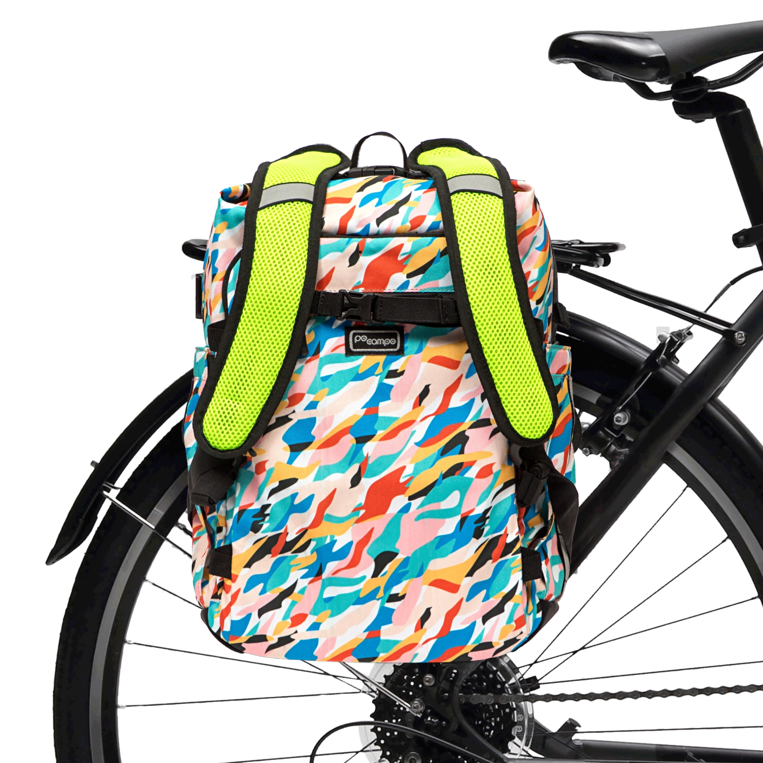 Bedford Backpack Pannier on bike | color:waves;