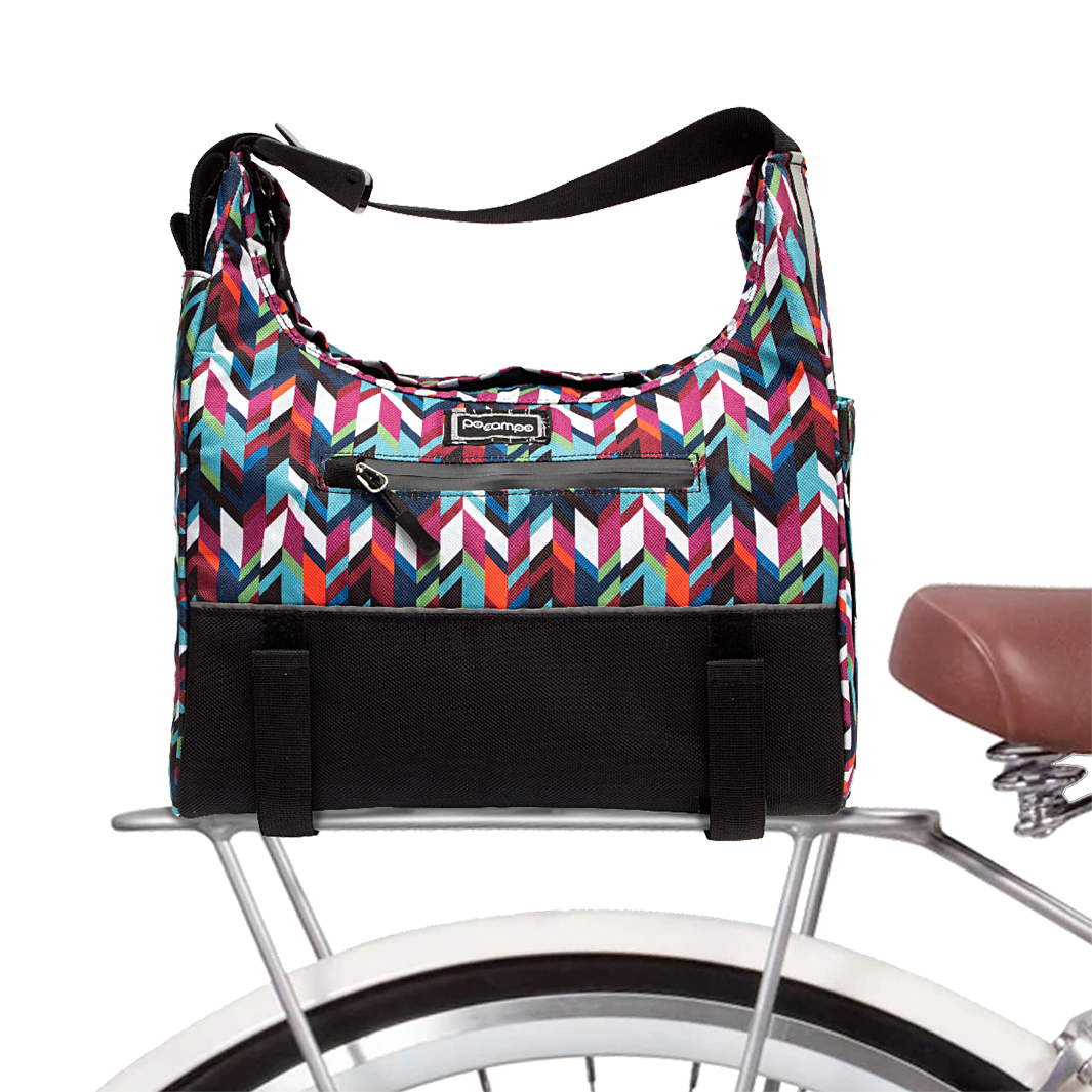 Chelsea Trunk Bag in Chevron on bike | Po Campo color:chevron;