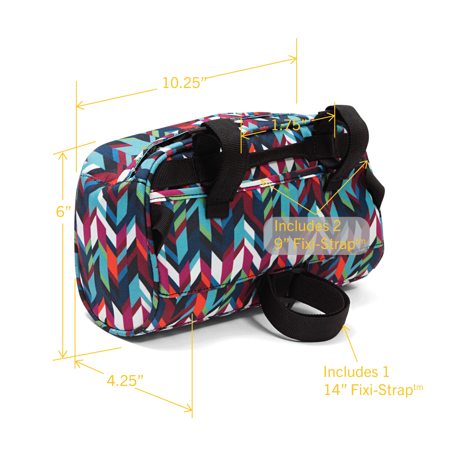 Domino Handlebar Bag dimensions | Po Campo | color:chevron;