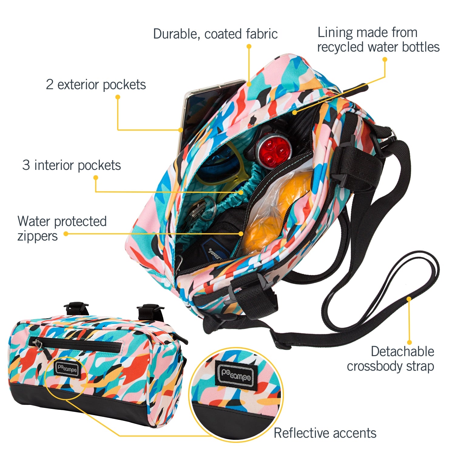 Domino Handlebar Bag  - Po Campo color:waves;