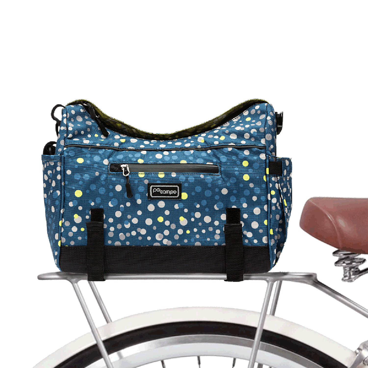 Katy Trunk Bag on bike | color:bubbly;