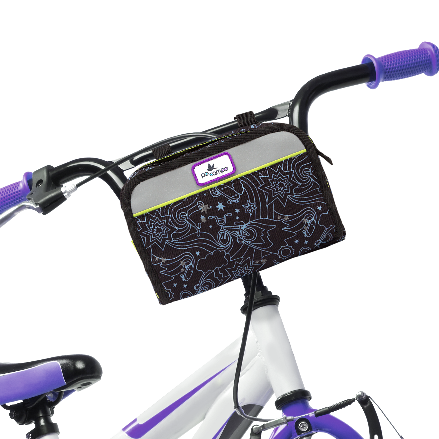 Po Campo Speedy Handlebar Bag in Orbital on bike - Po Campo color:Orbital;