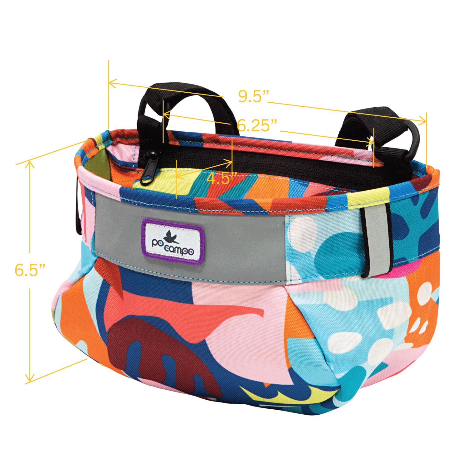 Po Campo Whoosh Fabric Basket in Aquatic Back View | color:aquatic;