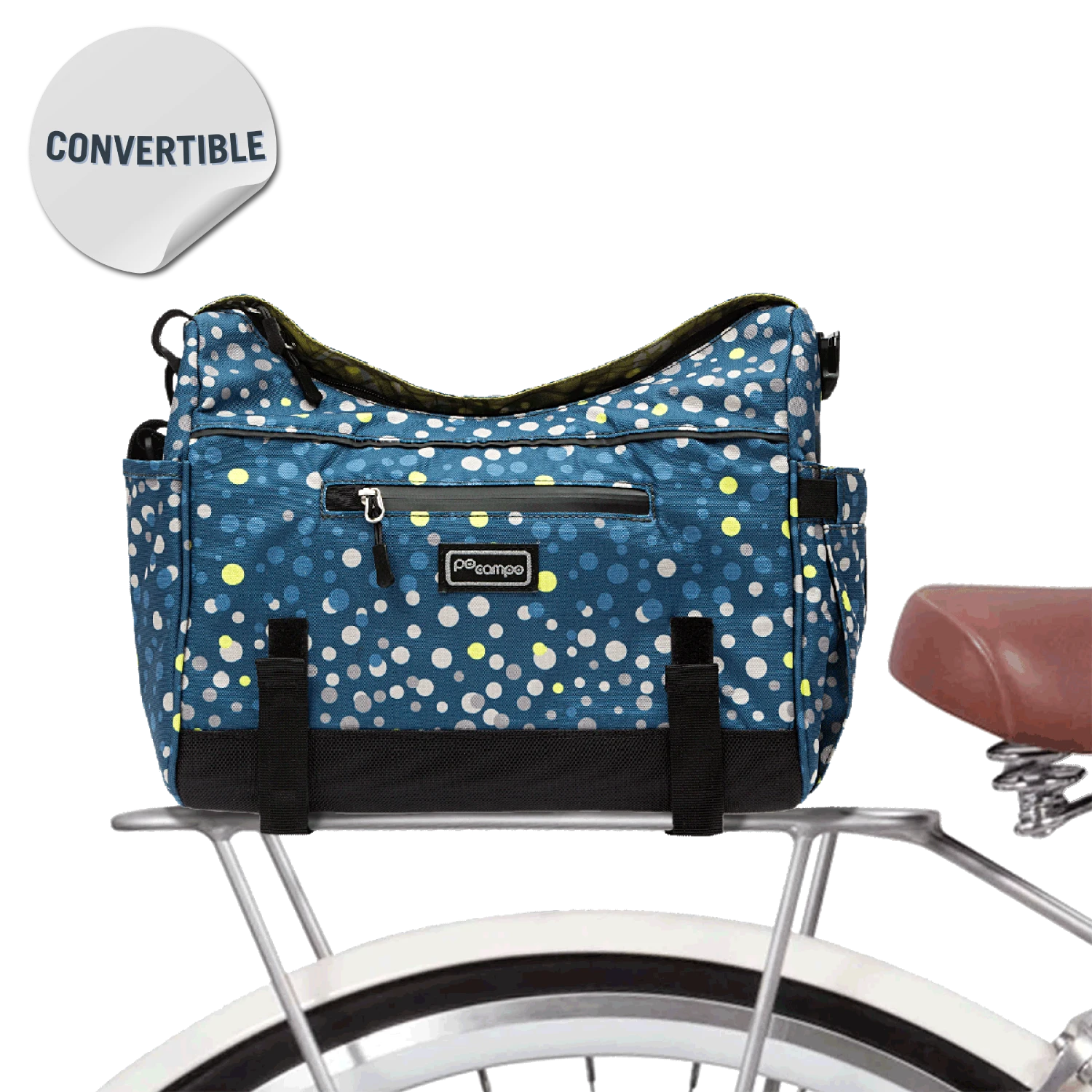 Katy Bike Trunk Bag on bike - Po Campo color:bubbly;