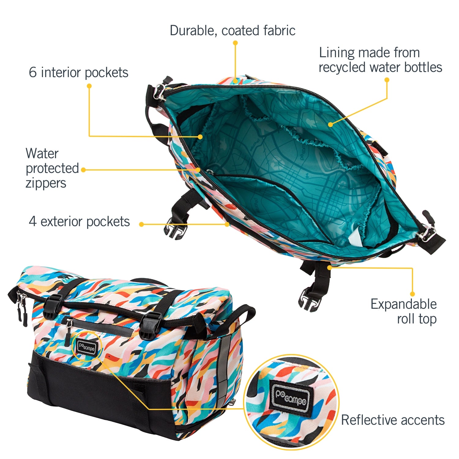 Vernon Bike Trunk Bag - Po Campo color:waves;