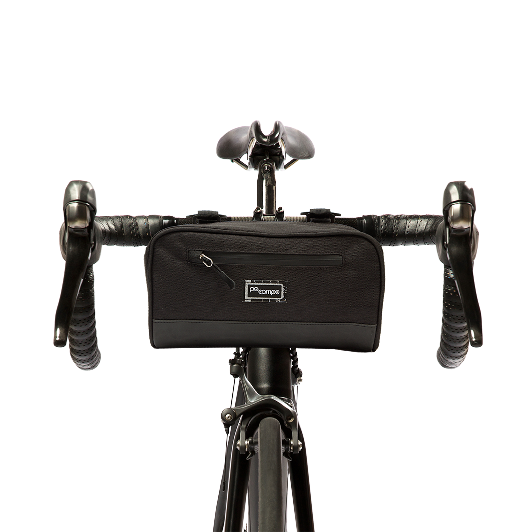 Domino Handlebar Bag on bike - Po Campo color:black ripstop;