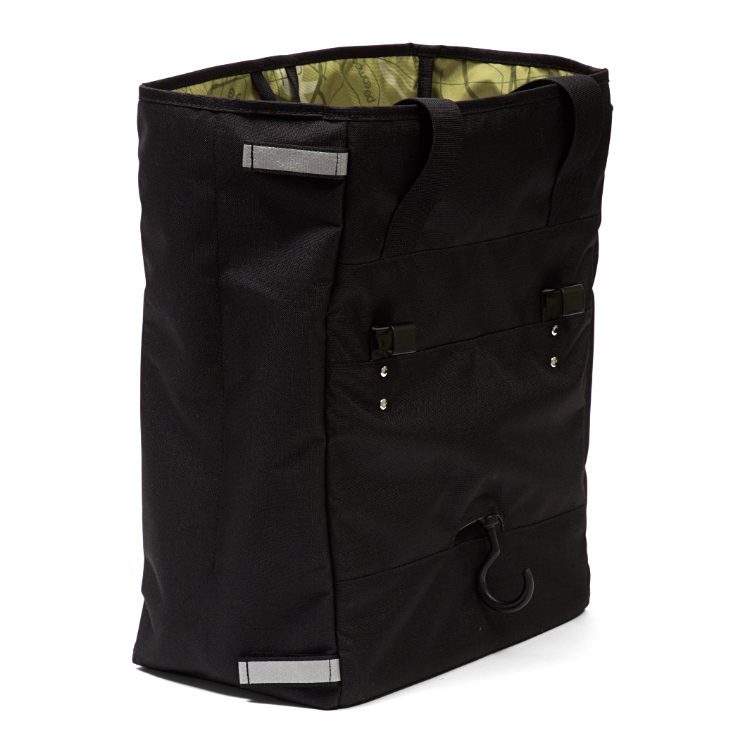 Orchard Grocery Pannier in black ripstop back view - Po Campo color:black ripstop;
