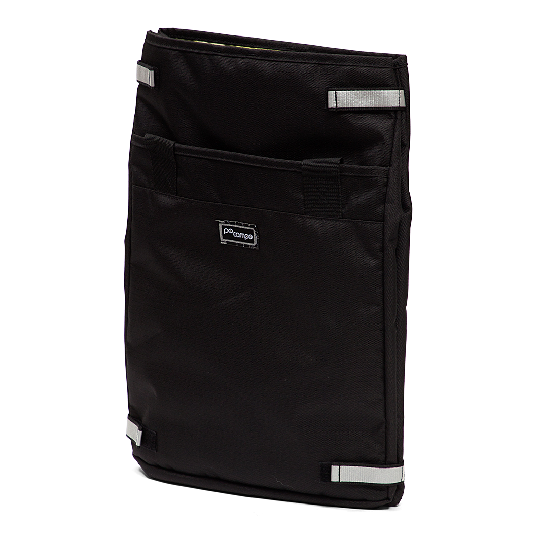 Orchard Grocery Pannier Black Ripstop folded up - Po Campo color:black ripstop;