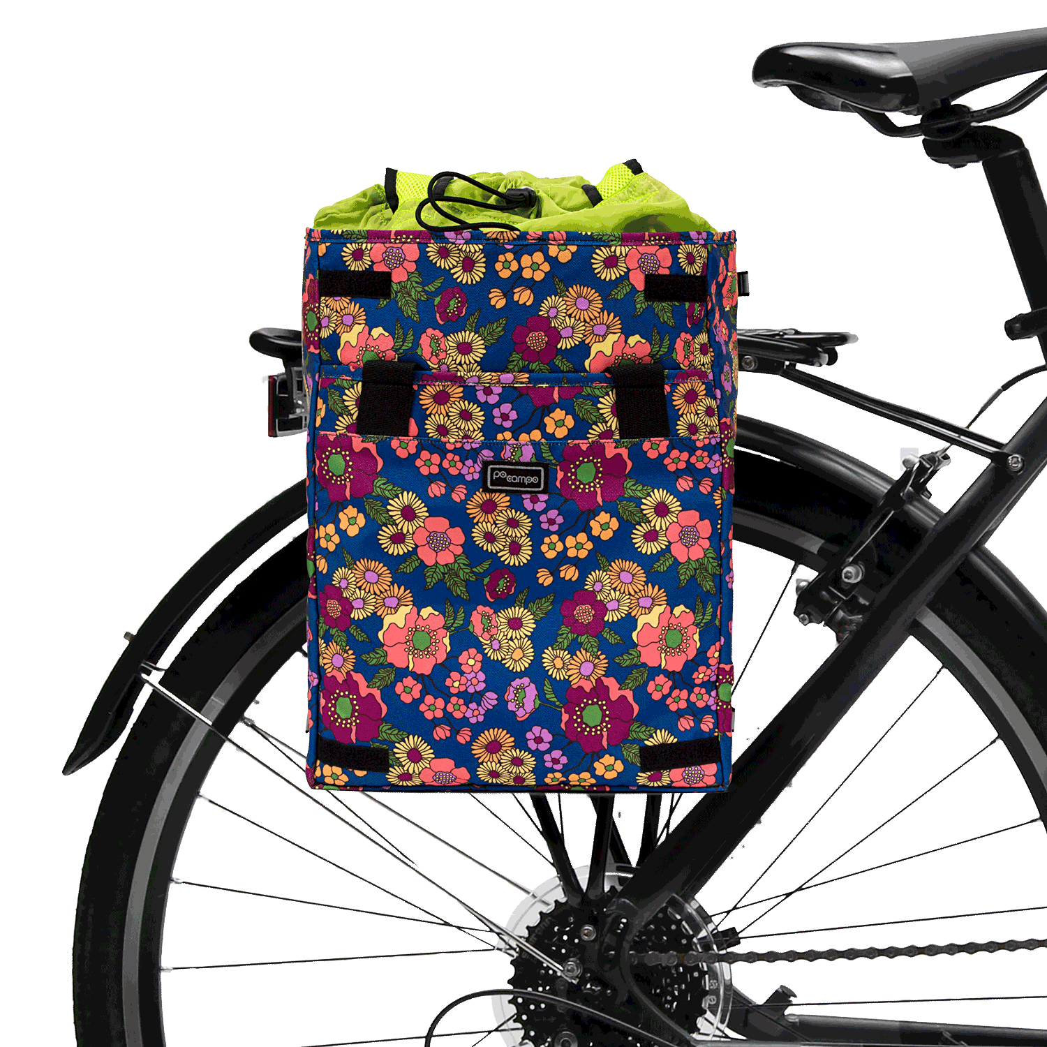 Orchard Grocery Pannier on bike - Po Campo color:meadow;