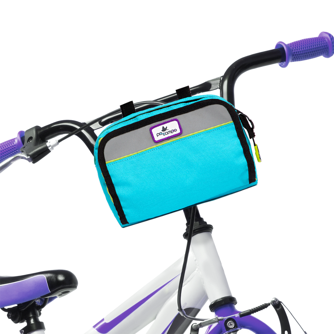 Speedy Kids' Handlebar Bag on Bike by Po Campo color:blast blue;